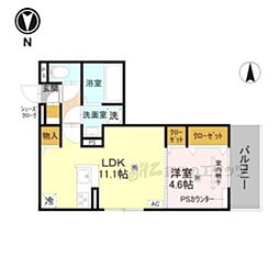 GRAMM西衣手町 1LDKの間取図画像