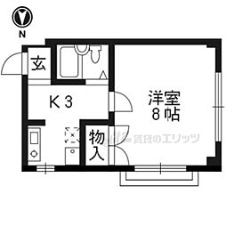ル・レーブ紫野 1Kの間取図画像