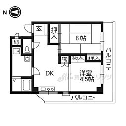 シャトル松尾 2DKの間取図画像