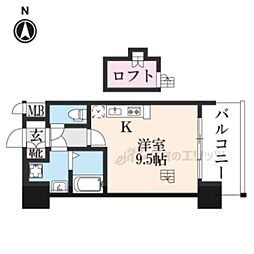 クレアドーレ京都二条 ワンルームの間取図画像