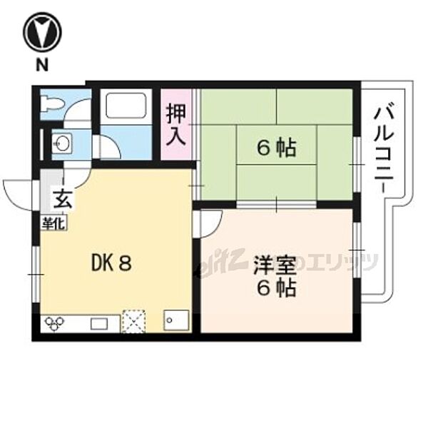 京都府京都市伏見区向島善阿弥町(賃貸マンション2DK・2階・38.16㎡)の写真 その2