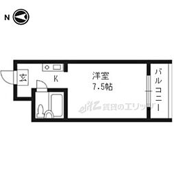 阪急京都本線 西京極駅 徒歩4分の賃貸マンション 3階1Kの間取り