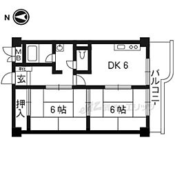 京阪本線 伏見稲荷駅 徒歩1分の賃貸マンション 1階2DKの間取り