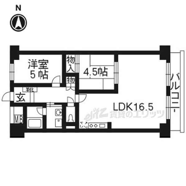 伏見日光ハイツ2号棟 ｜京都府京都市伏見区横大路天王前(賃貸マンション2LDK・1階・57.78㎡)の写真 その2