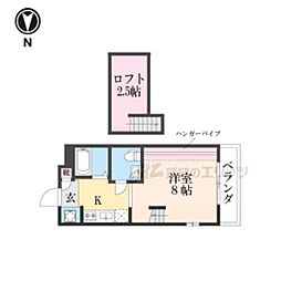 サンフェスタ東福寺B棟 1Kの間取図画像