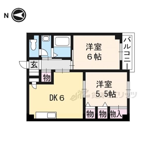 セントアミュー 501｜京都府京都市伏見区北端町(賃貸マンション2DK・5階・41.00㎡)の写真 その2