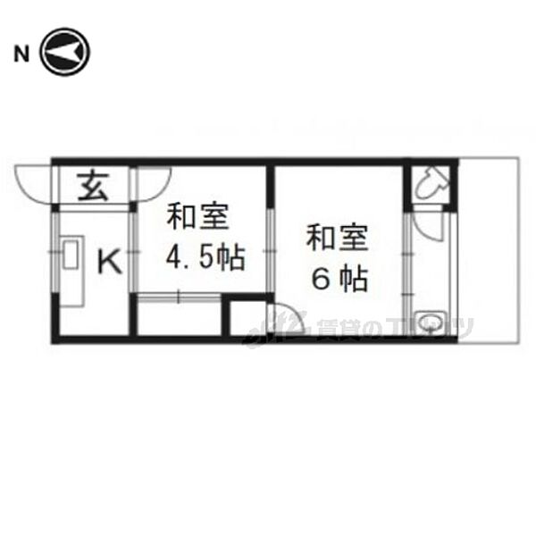 京都府京都市下京区七条御所ノ内北町(賃貸アパート2K・1階・22.00㎡)の写真 その2