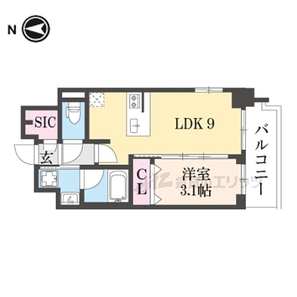 京都府京都市下京区西七条南東野町(賃貸マンション1LDK・2階・31.26㎡)の写真 その2