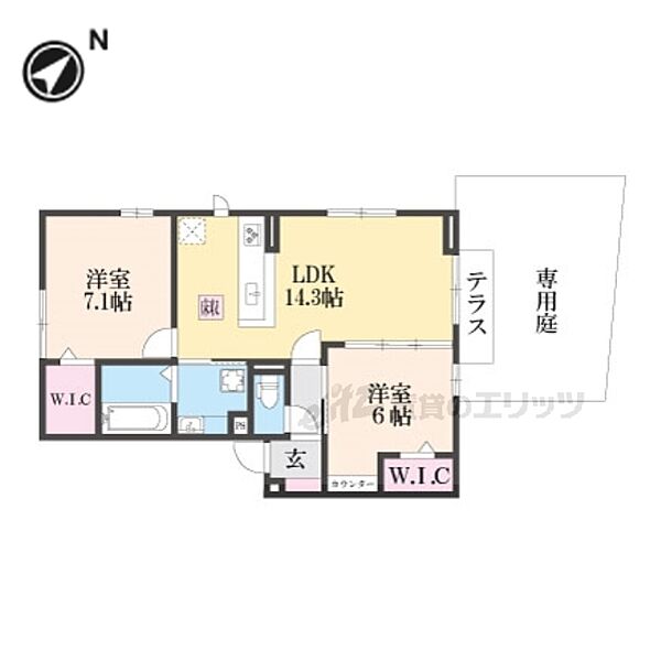 竹の小径 101｜京都府向日市寺戸町二枚田(賃貸アパート2LDK・1階・61.74㎡)の写真 その2