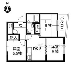 JR東海道・山陽本線 長岡京駅 3.6kmの賃貸マンション 3階3DKの間取り