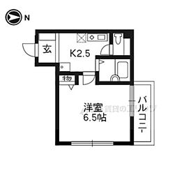 NORTH HILLS 2階1Kの間取り