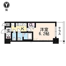 プレサンスTHEKYOTO粋都 1Kの間取図画像