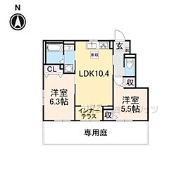京都市伏見区桃山町泰長老アパート 2LDKの間取図画像