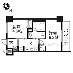 エステムプラザ京都河原町通IIレジデンシャル 8階2Kの間取り