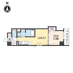 JR東海道・山陽本線 西大路駅 徒歩12分の賃貸マンション 5階1DKの間取り