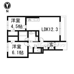ヴェール桃山 2LDKの間取図画像