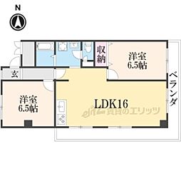 伏水ハイツ 2LDKの間取図画像