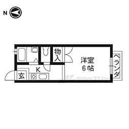 ハイツシティ丹波橋 1Kの間取図画像