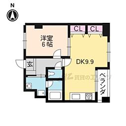 リエス西院 1DKの間取図画像