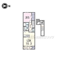 ペニーレイン 1LDKの間取図画像