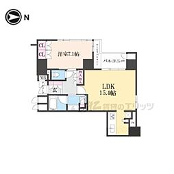 ブランズ京都河原町通 1LDKの間取図画像