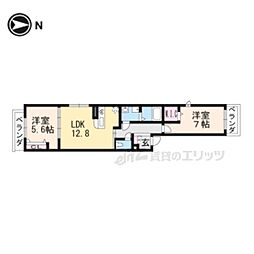 サンライズいのうち 2LDKの間取図画像