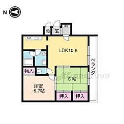 サングレール長岡京 2LDKの間取図画像
