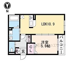 ビューハイツ小野2 1LDKの間取図画像