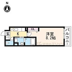 バンブーラン 1Kの間取図画像