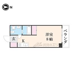 ローサオルデン 1Kの間取図画像