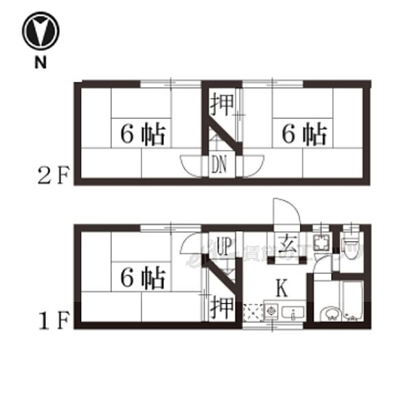 鏡石町11貸家8号 ｜京都府京都市上京区一条通智恵光院東入鏡石町(賃貸一戸建3K・2階・45.00㎡)の写真 その2