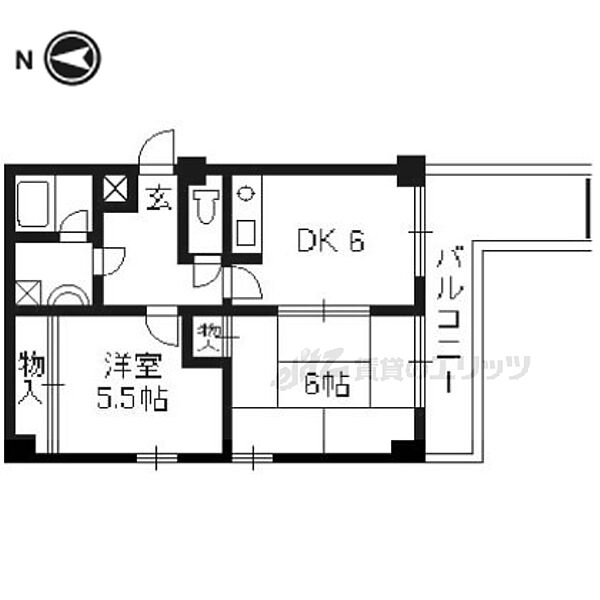 京都府京都市左京区岡崎西天王町(賃貸マンション2DK・3階・43.74㎡)の写真 その2