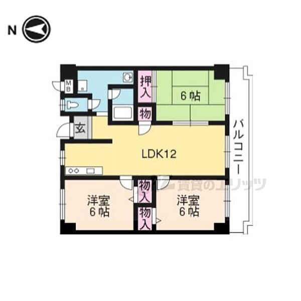 京都府京都市右京区花園木辻南町(賃貸マンション3LDK・2階・67.25㎡)の写真 その2