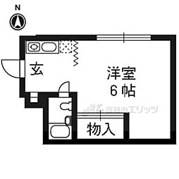 ハイツチェス 2階1Kの間取り