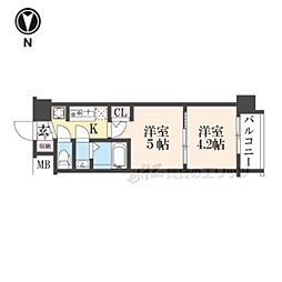 京都市上京区革堂前之町マンション 2Kの間取図画像