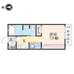 京都市営烏丸線 丸太町駅 徒歩6分の賃貸アパート 1階1Kの間取り
