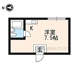 平川美山ハイツ 3階ワンルームの間取り