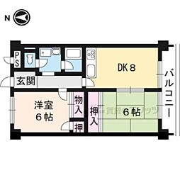 阪急京都本線 西京極駅 徒歩12分の賃貸マンション 3階2DKの間取り