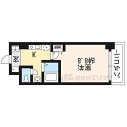 京都地下鉄東西線 烏丸御池駅 徒歩4分の賃貸マンション 5階1Kの間取り
