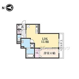 JR東海道・山陽本線 西大路駅 徒歩14分の賃貸アパート 2階1LDKの間取り