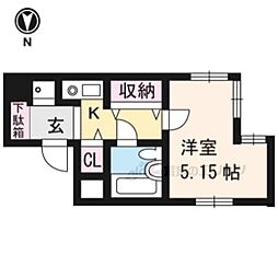 四条大宮シャトー朝日 1Kの間取図画像