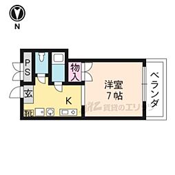 清和マンション 3階1Kの間取り