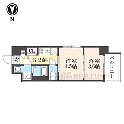 レシオス京都嵯峨野 1DKの間取図画像