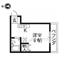 サンハイツ浅野 1Kの間取図画像