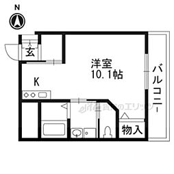 シャルール・デュ・ボワ二条 3階1Kの間取り