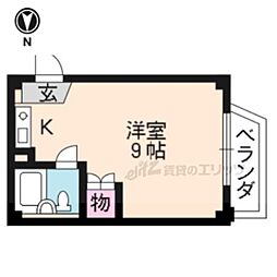 白梅町グリーンハイツ 2階1Kの間取り
