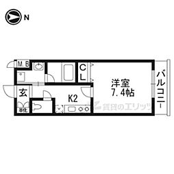 ベラジオ京都壬生WEST GATE 1階1Kの間取り