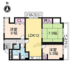 パラーティー中村 4DKの間取図画像