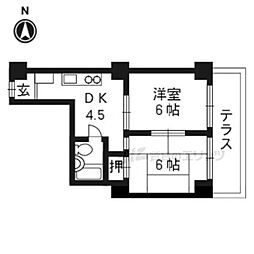 プラザ篠 2DKの間取図画像
