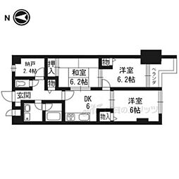 ライオンズマンション二条城東 3DKの間取図画像
